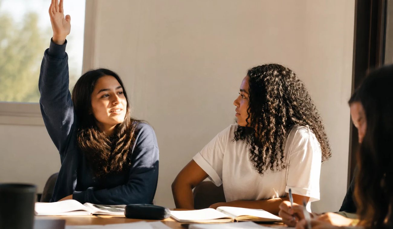 Duas pessoas preparando a próxima rodada com caderno e marca-texto na mão